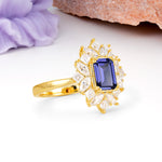 Unique & Classic 12-Prong Emerald Cut Tanzanite Engagement Ring - Additional view