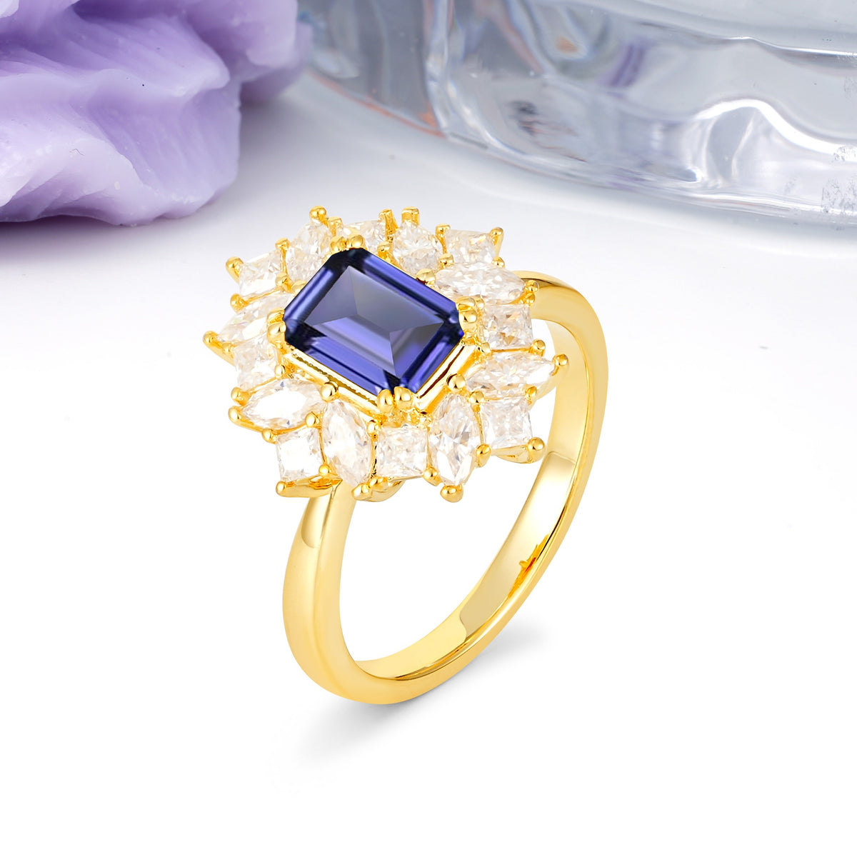 Unique & Classic 12-Prong Emerald Cut Tanzanite Engagement Ring - Additional view