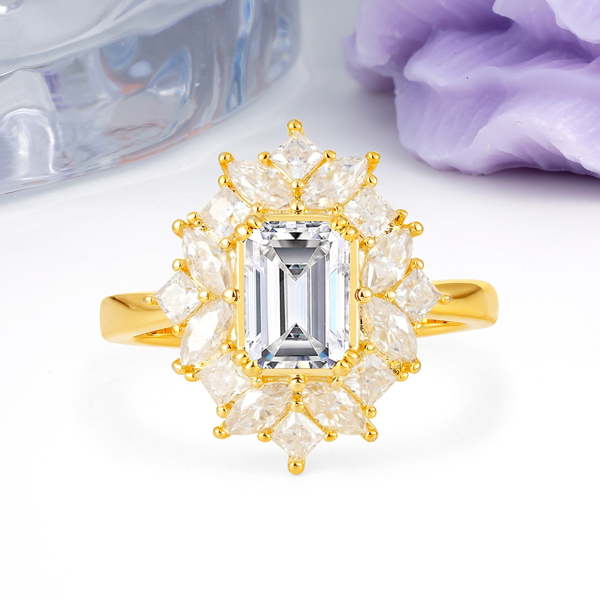 Unique & Classic 12-Prong Emerald Cut Lab Diamond Engagement Ring - Additional view