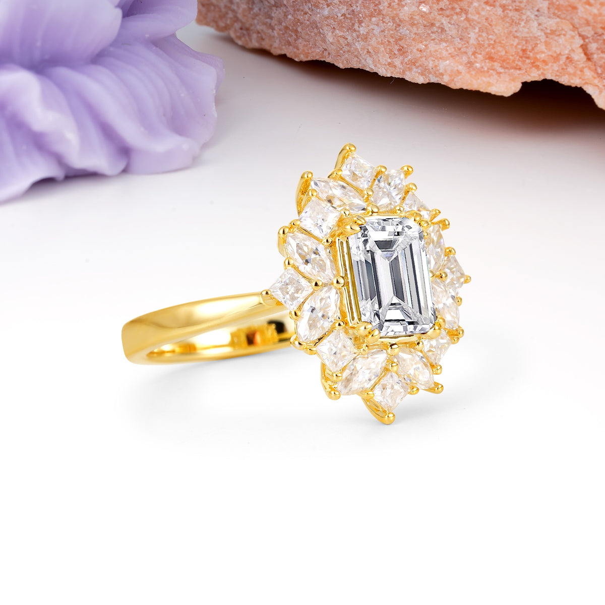 Unique & Classic 12-Prong Emerald Cut Lab Diamond Engagement Ring - Additional view
