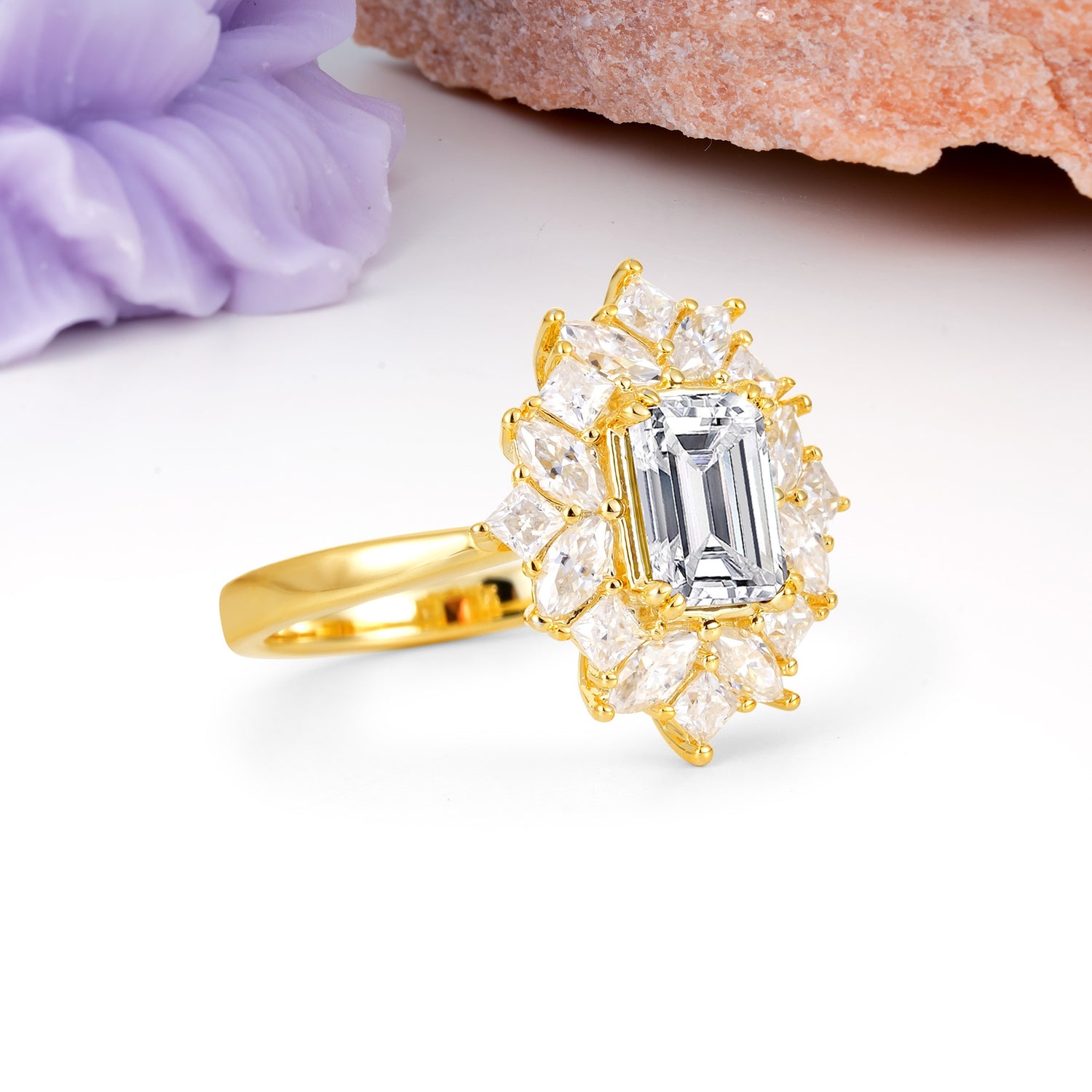 Unique & Classic 12-Prong Emerald Cut Lab Diamond Engagement Ring - Additional view