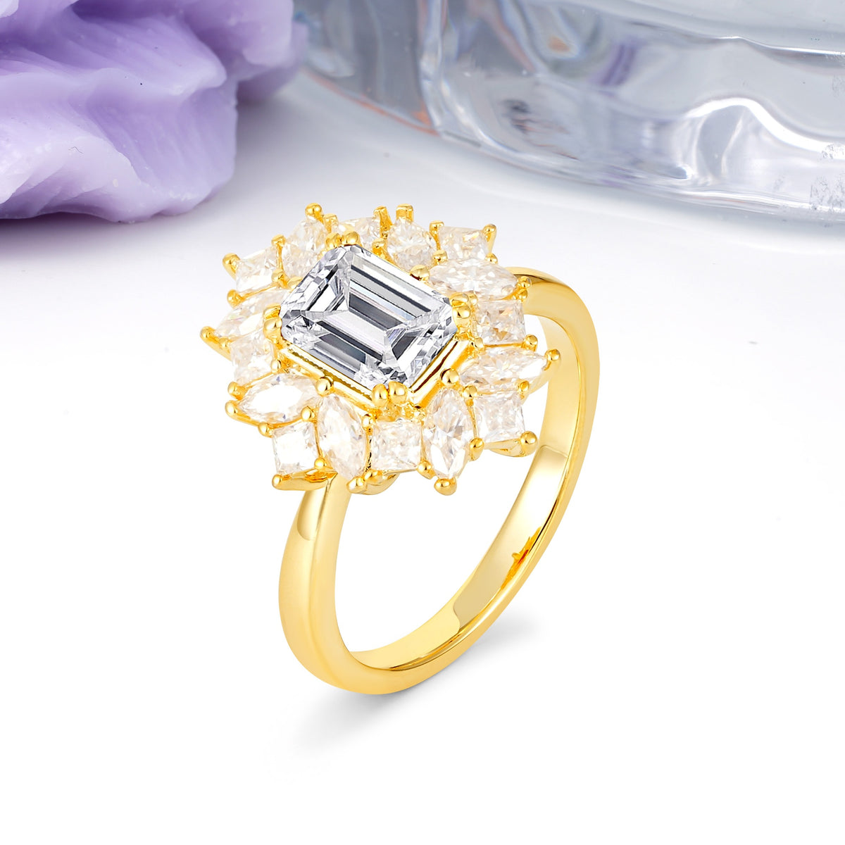 Unique & Classic 12-Prong Emerald Cut Lab Diamond Engagement Ring - Additional view