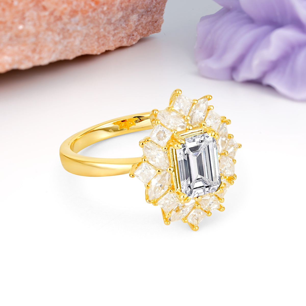 Unique & Classic 12-Prong Emerald Cut Lab Diamond Engagement Ring - Additional view