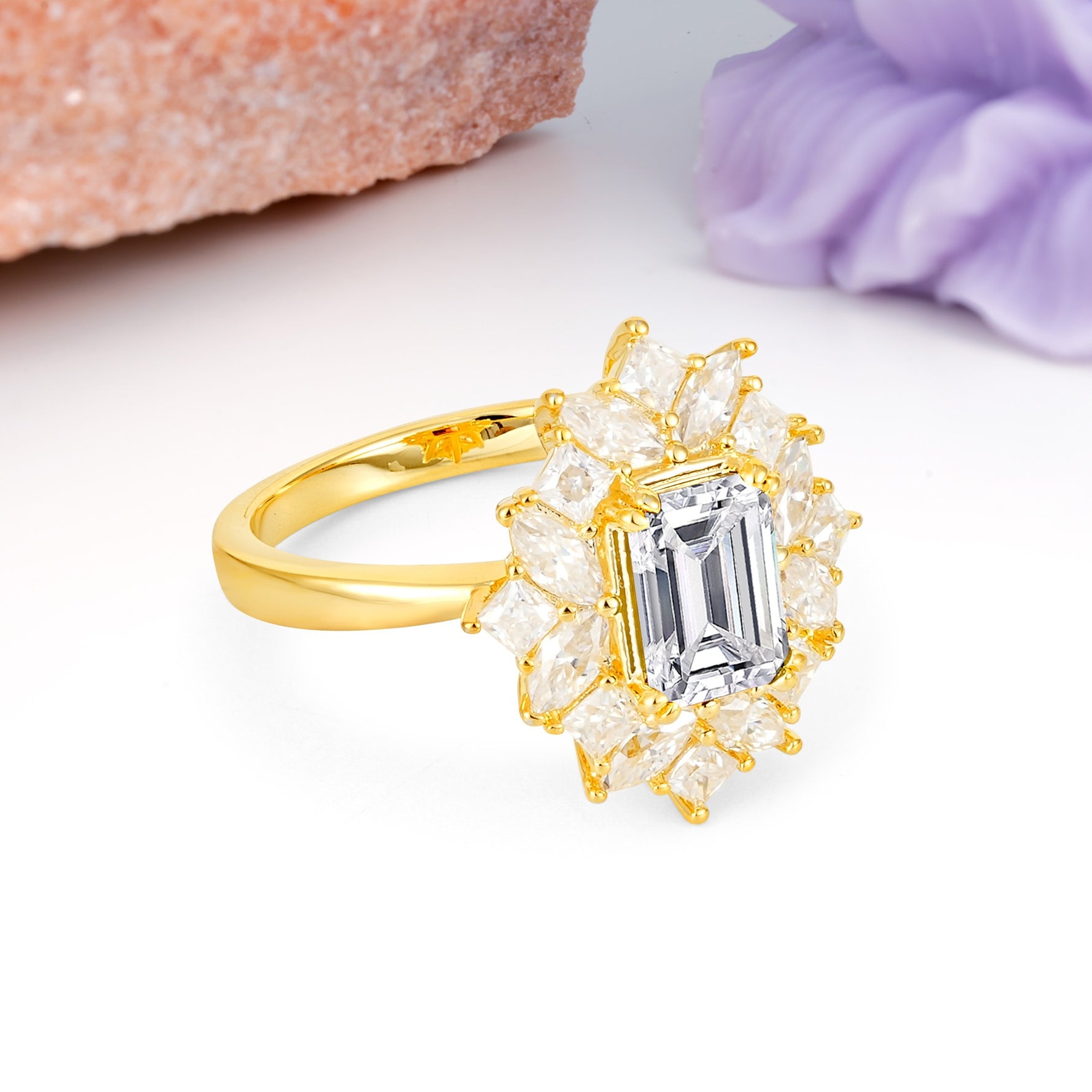Unique & Classic 12-Prong Emerald Cut Lab Diamond Engagement Ring - Additional view