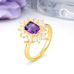 Unique & Classic 12-Prong Emerald Cut Amethyst Engagement Ring - Additional view