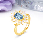 Unique & Classic 12-Prong Emerald Cut Aquamarine Engagement Ring - Additional view