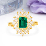 Unique & Classic 12-Prong Emerald Cut Emerald Engagement Ring - Additional view