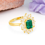 Unique & Classic 12-Prong Emerald Cut Emerald Engagement Ring - Additional view