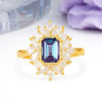 Unique & Classic 12-Prong Emerald Cut Alexandrite Engagement Ring - Additional view
