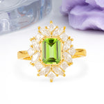 Unique & Classic 12-Prong Emerald Cut Peridot Engagement Ring - Additional view