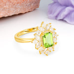Unique & Classic 12-Prong Emerald Cut Peridot Engagement Ring - Additional view