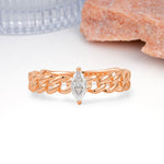 Unique, Minimalist, Twisted 2-Prong Setting with Marquise Cut Moissanite Engagement Ring - Additional view