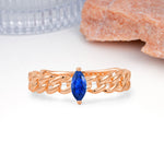 Unique, Minimalist, Twisted 2-Prong Setting with Marquise Cut Sapphire Engagement Ring - Additional view