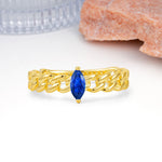 Unique, Minimalist, Twisted 2-Prong Setting with Marquise Cut Sapphire Engagement Ring - Additional view