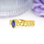 Unique, Minimalist, Twisted 2-Prong Setting with Marquise Cut Sapphire Engagement Ring - Additional view