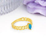 Unique, Minimalist, Twisted 2-Prong Setting with Marquise Cut Turquoise Engagement Ring - Additional view
