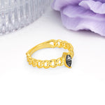 Unique, Minimalist, Twisted 2-Prong Setting with Marquise Cut Black Rutilated Quartz Engagement Ring - Additional view