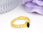 Unique, Minimalist, Twisted 2-Prong Setting with Marquise Cut Black Onyx Engagement Ring - Additional view