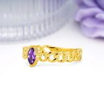 Unique, Minimalist, Twisted 2-Prong Setting with Marquise Cut Amethyst Engagement Ring - Additional view