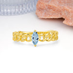 Unique, Minimalist, Twisted 2-Prong Setting with Marquise Cut Aquamarine Engagement Ring - Additional view