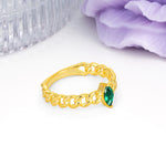 Unique, Minimalist, Twisted 2-Prong Setting with Marquise Cut Emerald Engagement Ring - Additional view