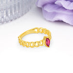 Unique, Minimalist, Twisted 2-Prong Setting with Marquise Cut Ruby Engagement Ring - Additional view