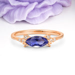 Unique, Minimalist 2-Prong Marquise Cut Tanzanite Engagement Ring - Additional view