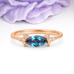 Unique, Minimalist 2-Prong Marquise Cut Alexandrite Engagement Ring - Additional view