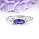 Unique, Minimalist 2-Prong Marquise Cut Tanzanite Engagement Ring - Additional view