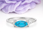 Unique, Minimalist 2-Prong Marquise Cut Turquoise Engagement Ring - Additional view
