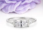 Unique, Minimalist 2-Prong Marquise Cut Lab Diamond Engagement Ring - Additional view