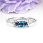 Unique, Minimalist 2-Prong Marquise Cut Alexandrite Engagement Ring - Additional view