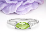 Unique, Minimalist 2-Prong Marquise Cut Peridot Engagement Ring - Additional view