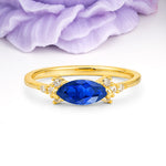 Unique, Minimalist 2-Prong Marquise Cut Sapphire Engagement Ring - Additional view