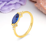 Unique, Minimalist 2-Prong Marquise Cut Sapphire Engagement Ring - Additional view