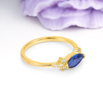 Unique, Minimalist 2-Prong Marquise Cut Sapphire Engagement Ring - Additional view
