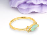 Unique, Minimalist 2-Prong Marquise Cut Fire Opal Engagement Ring - Additional view