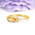 Unique, Minimalist 2-Prong Marquise Cut Citrine Engagement Ring - Additional view