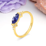Unique, Minimalist 2-Prong Marquise Cut Tanzanite Engagement Ring - Additional view