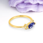 Unique, Minimalist 2-Prong Marquise Cut Tanzanite Engagement Ring - Additional view