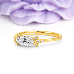 Unique, Minimalist 2-Prong Marquise Cut Lab Diamond Engagement Ring - Additional view