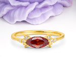 Unique, Minimalist 2-Prong Marquise Cut Garnet Engagement Ring - Additional view