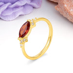 Unique, Minimalist 2-Prong Marquise Cut Garnet Engagement Ring - Additional view