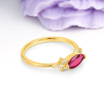 Unique, Minimalist 2-Prong Marquise Cut Ruby Engagement Ring - Additional view