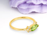 Unique, Minimalist 2-Prong Marquise Cut Peridot Engagement Ring - Additional view