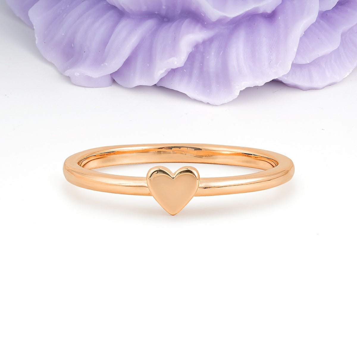 Soft?Toned Raised?Heart Simple Everyday?Wear Ladies Finger Wedding Ring - Additional view