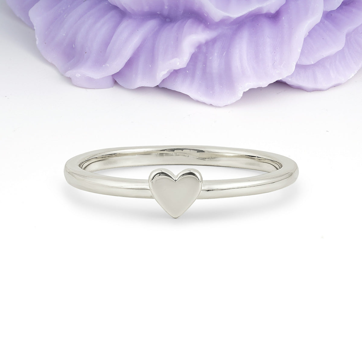 Soft?Toned Raised?Heart Simple Everyday?Wear Ladies Finger Wedding Ring - Additional view