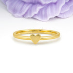 Soft?Toned Raised?Heart Simple Everyday?Wear Ladies Finger Wedding Ring - Additional view