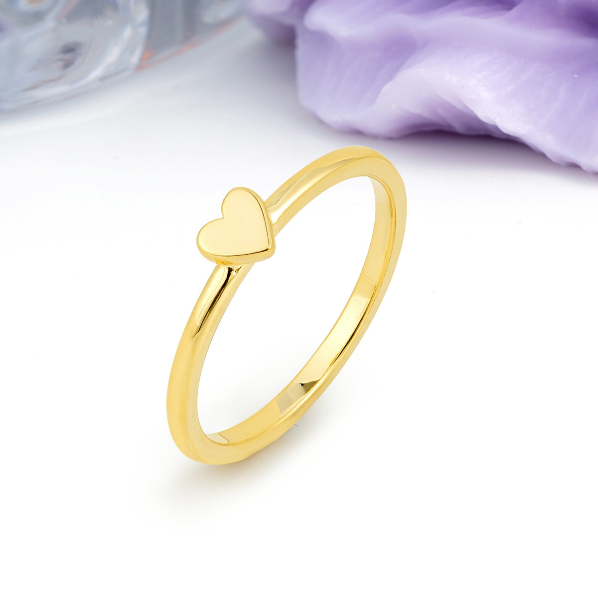 Soft?Toned Raised?Heart Simple Everyday?Wear Ladies Finger Wedding Ring - Additional view