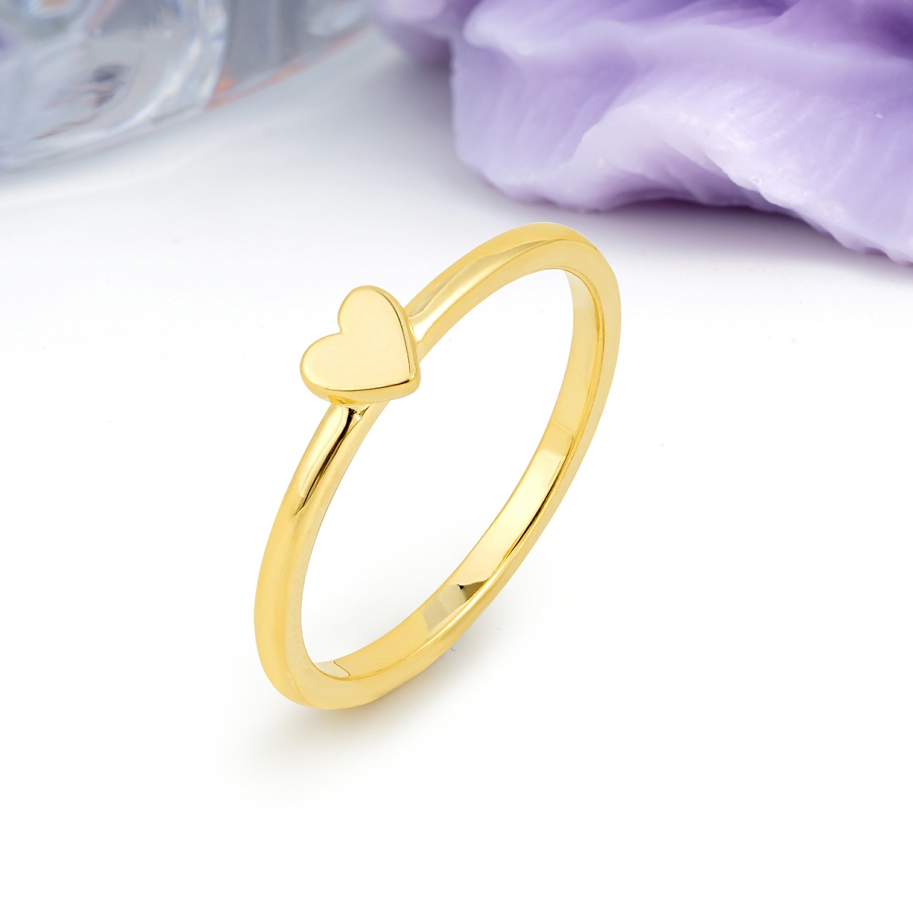 Soft?Toned Raised?Heart Simple Everyday?Wear Ladies Finger Wedding Ring - Additional view